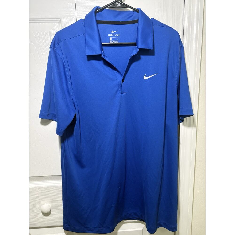 Nike Golf Mens Polo Shirt Dri-Fit Size L Blue Short Sleeve
